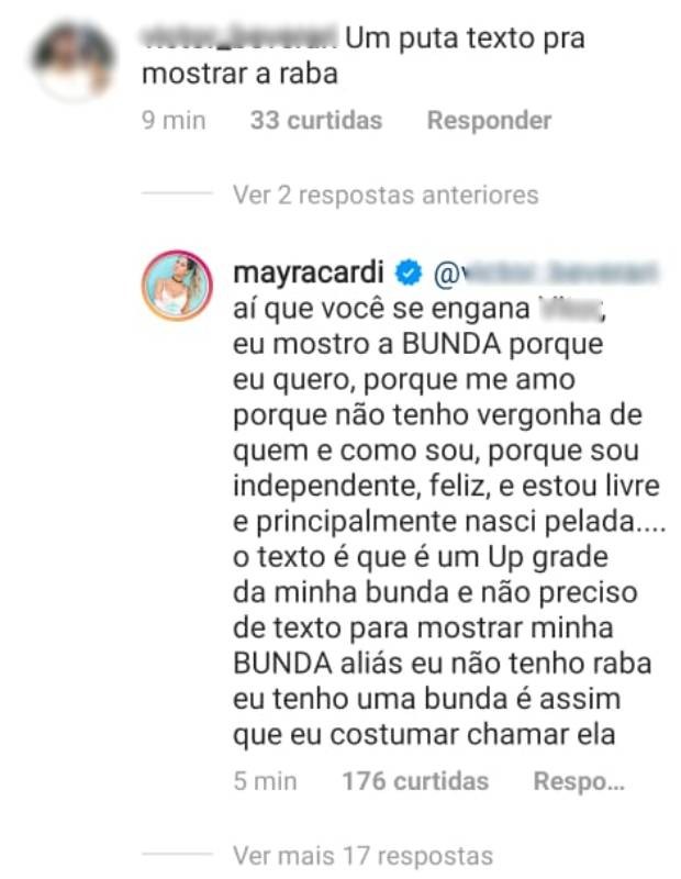 Mayra Cardi rebate seguidor (Foto: Reprodução/Instagram)