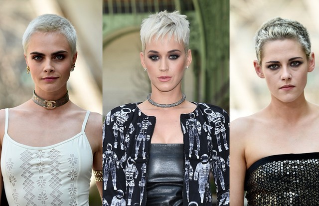 Pixie platinado é o cabelo da vez entre celebridades como Cara Delevingne, Katy Perry e Kristen Stewart (Foto: Getty Images)