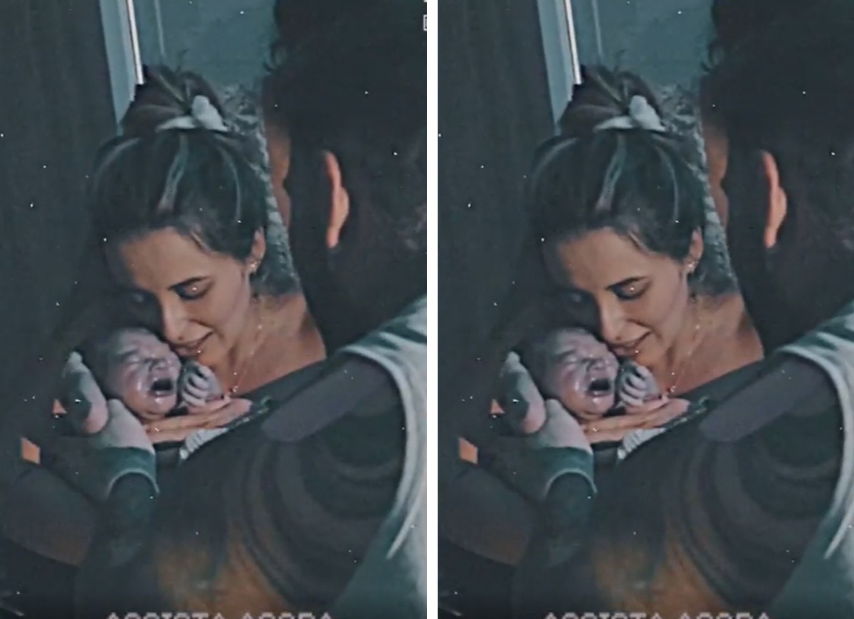 Lucas Lucco e Lorena Carvalho no parto do filho (Foto: Reprodução Instagram)