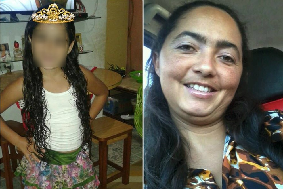 Luziane de Jesus Silva, de 38 anos, e Mirella Silva Andrade, de 9, foram agredidas em São Vicente, SP — Foto: Reprodução