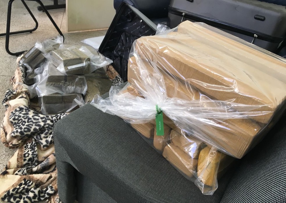 Operação Ferrolho apreende malas cheias de maconha em Presidente Prudente (Foto: Stephanie Fonseca/G1)