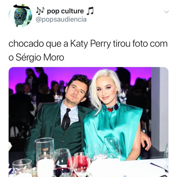 Internautas comparam Orlando Bloom a Sérgio Moro em foto com Kary Perry (Foto: reprodução/Twitter)