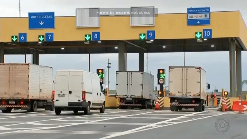 Cobrança nas praças de pedágio começou nesta segunda-feira (15) em Marília — Foto: Reprodução/TV TEM