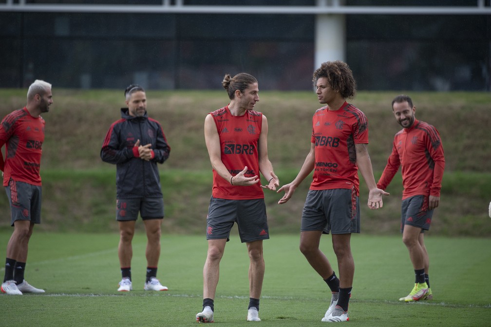 Filipe Luis Willian Arão Flamengo — Foto: Alexandre Vidal / Flamengo