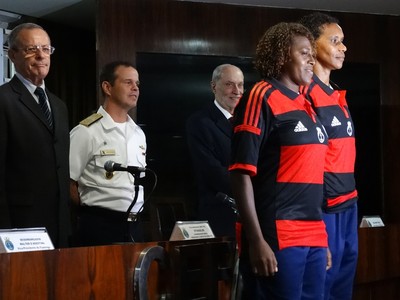 Tânia Maranhão e Maycon, as jogadoras do Flamengo/Marinha (Foto: Jessica Mello)