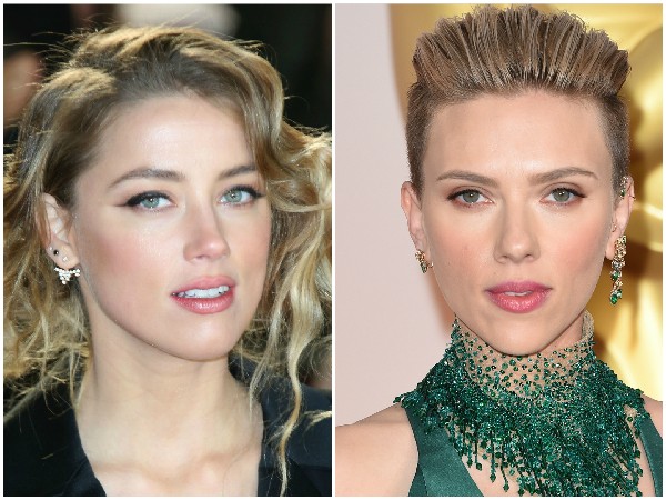 Amber Heard e Scarlett Johansson – Além do cabelo loiro, as atrizes compartilham olhos claros e lábios carnudos. (Foto: Getty Images)