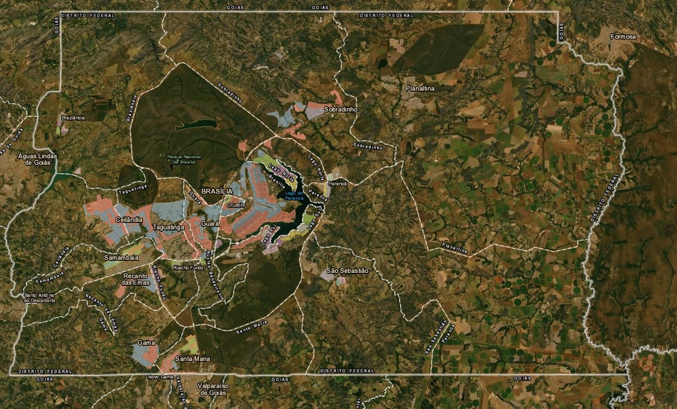 Mapa da coleta seletiva no Distrito Federal — Foto: SLU/Divulgação