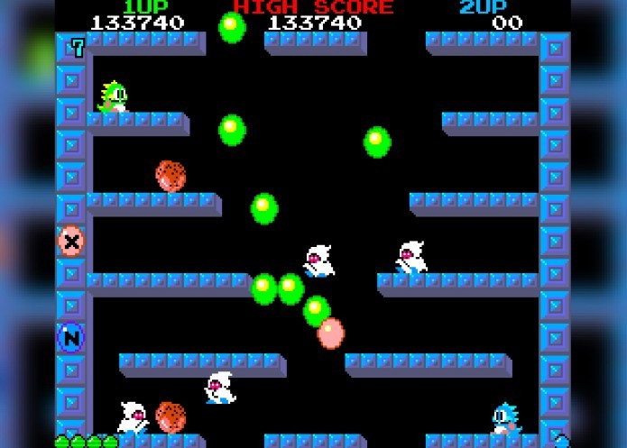 Bubble Bobble: game coloca o jogador para controlar dois simpáticos dinossauros (Foto: Reprodução/Paulo Vasconcellos)