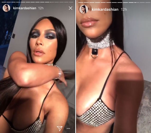 Kim também homenageou a cantora Aaliyah em um ousado look (Foto: reprodução/instagram)