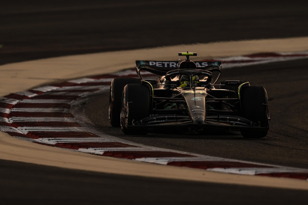 Lewis Hamilton terminou na quinta posição do GP do Bahrein, abertura da temporada 2023 da F1 — Foto: LAT Images/Mercedes-AMG