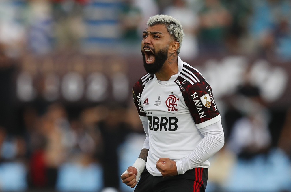 Gabigol comemora gol do Flamengo contra Palmeiras  Foto: REUTERS/Agustin Marcarian