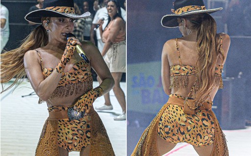 De look de oncinha, Claudia Leitte canta e dança muito em show na Bahia