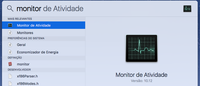 Abrindo o Monitor de Atividade usando o Spotlight do MacOS (Foto: Reprodução/Edivaldo Brito)