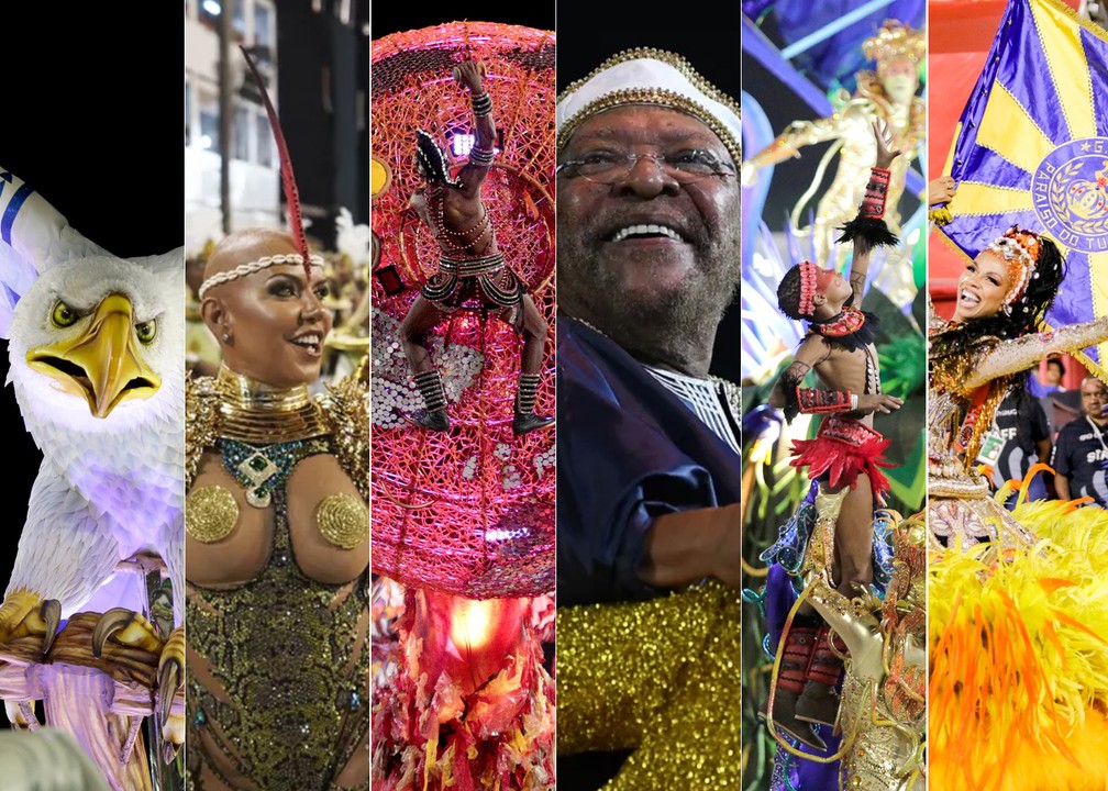Desfiles da Portela, Mocidade, Grande Rio, Vila Isabel, Unidos da Tijuca e Paraíso do Tuiuti — Foto: Riotur/Divulgação e G1