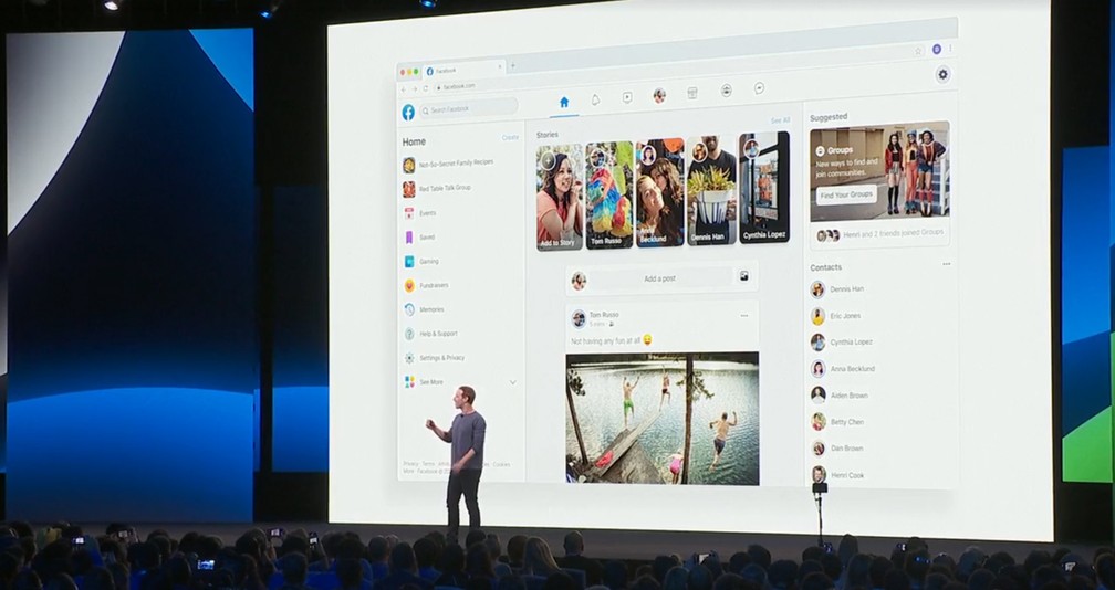 Zuckerberg apresenta novo visual do Facebook, que muda agora no app e ainda neste ano no site â Foto: ReproduÃ§Ã£o/Facebook