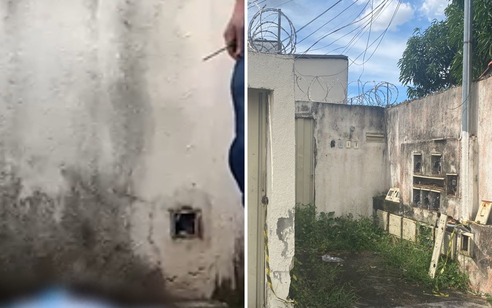 Parede em que menino encostou e levou choque, em Goiânia — Foto: Patrícia Bringel/TV Anhanguera