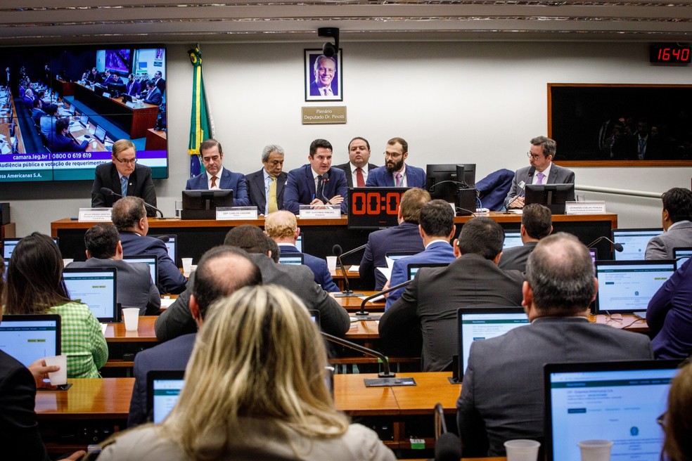 Sessão da CPI da Americanas na qual Coelho Pereira falou ontem em Brasília — Foto: Brenno Carvalho