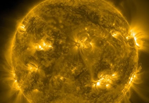 Uma foto do Sol em 18 de julho de 2022, do Solar Dynamics Observatory da NASA (Foto: Reprodução/NASA)