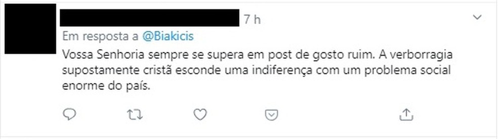 Internautas criticam deputada Bia Kicis  por compartilhar postagem com 'blackface' para critica processo seletivo para negros — Foto: Reprodução/Twitter