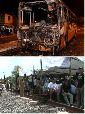 Ataque a ônibus e protestos (Foto: G1)
