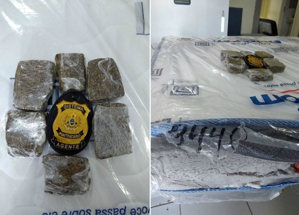Droga estava dentro de colchÃ£o que seria entregue a preso em Cruzeiro do Sul (Foto: DivulgaÃ§Ã£o/Iapen-AC)