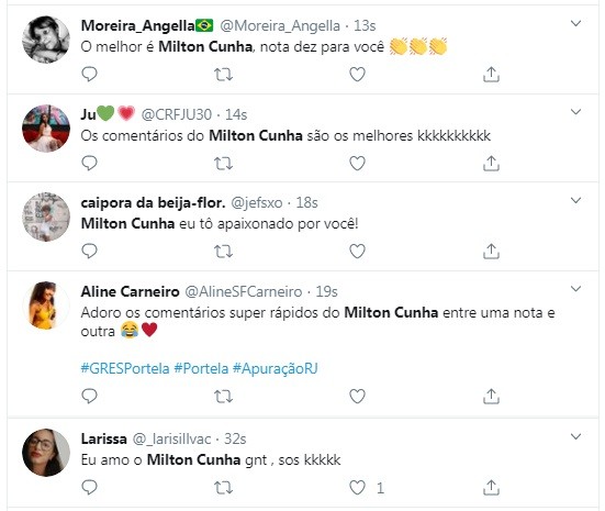 Usuários do Twitter colocam nome de Milton Cunha no topo de lista de temas mais comentados (Foto: Reprodução/Twitter)