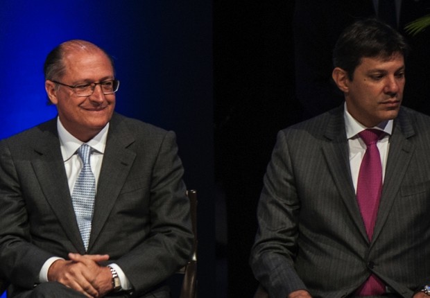 O governador de São Paulo, Geraldo Alckmin (PSDB), e o prefeito de São Paulo, Fernando Haddad (PT) em cerimônia (Foto: Reprodução/Facebook)