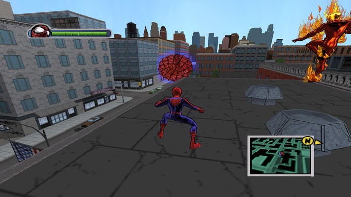 Você pode até apostar corridas contra o Tocha Humana em Ultimate Spider-Man (Foto: reprodução/Youtube)