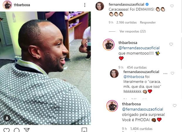 Thiaguinho e Fernanda Souza trocam mensagens no Instagram (Foto: Reprodução/Instagram)