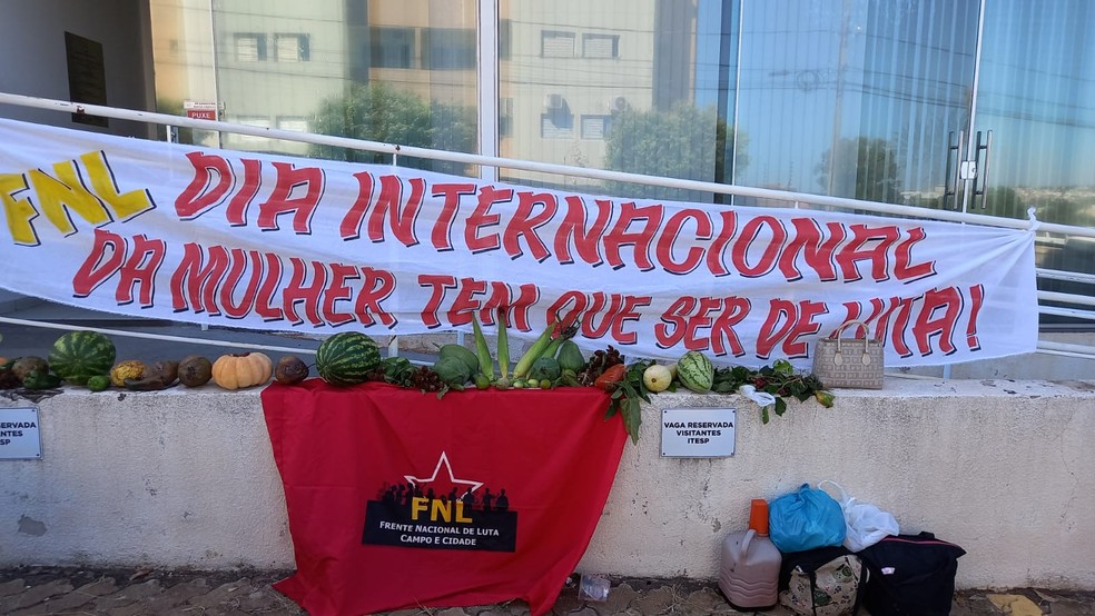 Mulheres que integram a FNL ocuparam o escritório do Itesp em Presidente Prudente — Foto: FNL