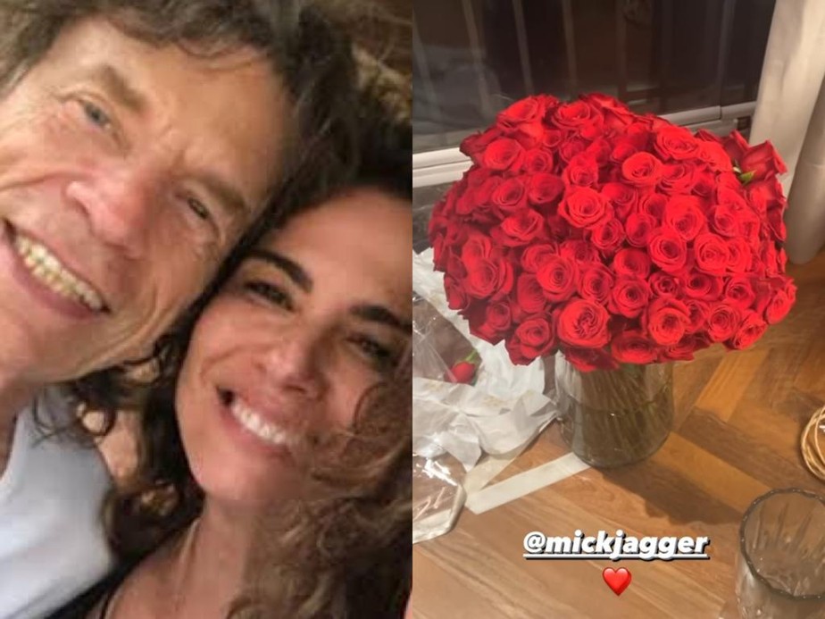 Luciana Gimenez ganha flores de Mick Jagger