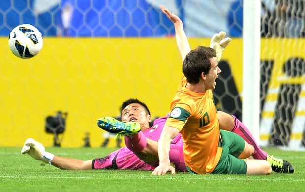 Eiji Kawashima jogo Japão Austrália Eliminatórias (Foto: AFP)