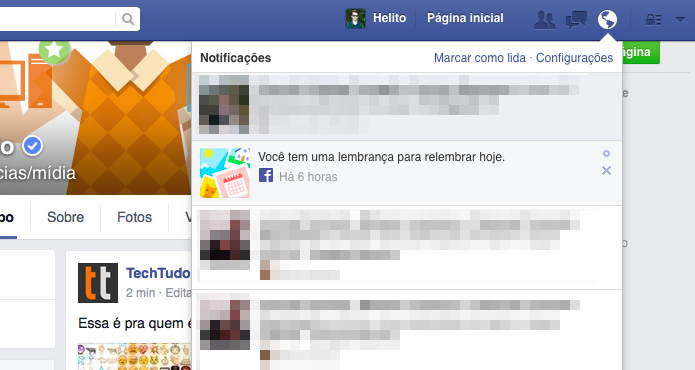 Abra a central de notificações do Facebook (Foto: Reprodução/Helito Bijora)
