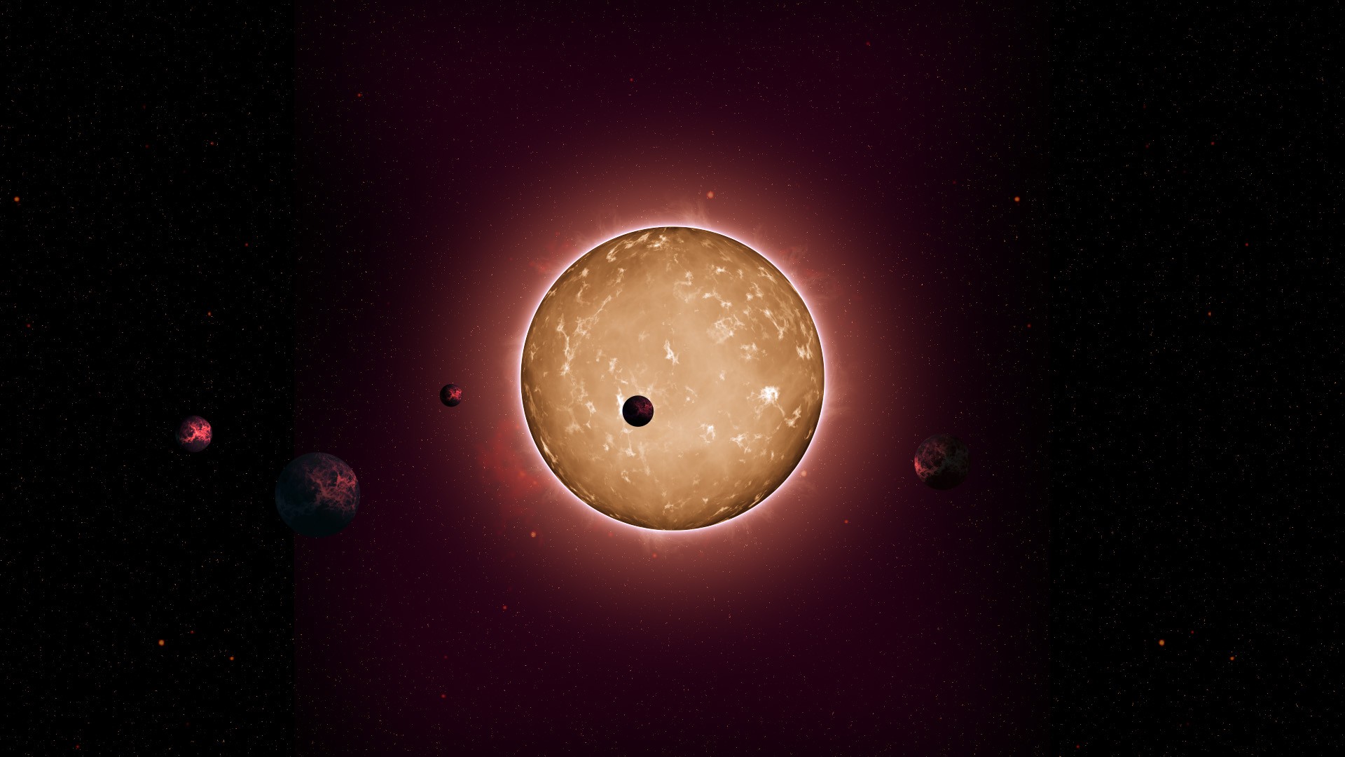Concepção artística da Kepler-444, uma estrela com planetas rochosos duas vezes e meia mais velha que o Sol (Foto: Tiago Campante/Peter Devine/NASA)