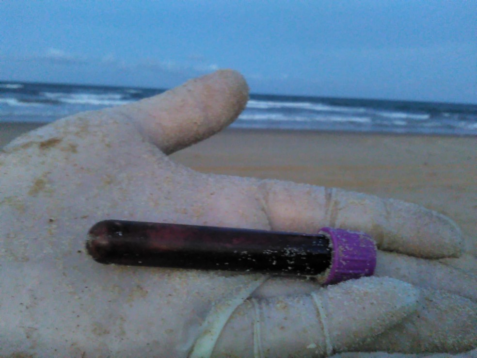 Lixo encontrado em praia de Baía Formosa, no litoral Sul do Rio Grande do Norte — Foto: Fernanda Zauli/G1
