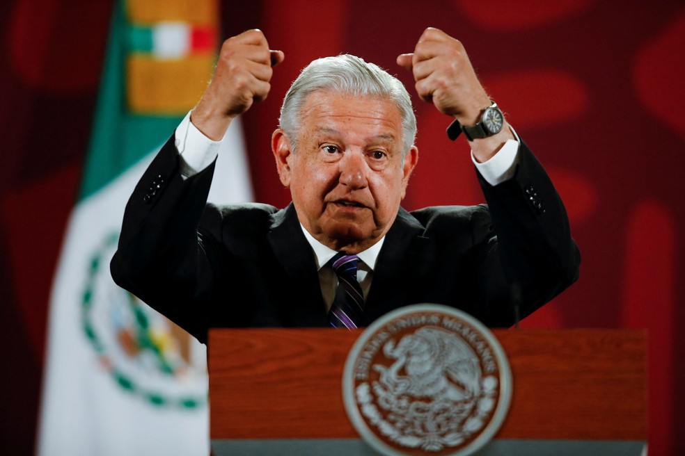 López Obrador discursa em abril de 2022 — Foto: Reuters/López Obrador 