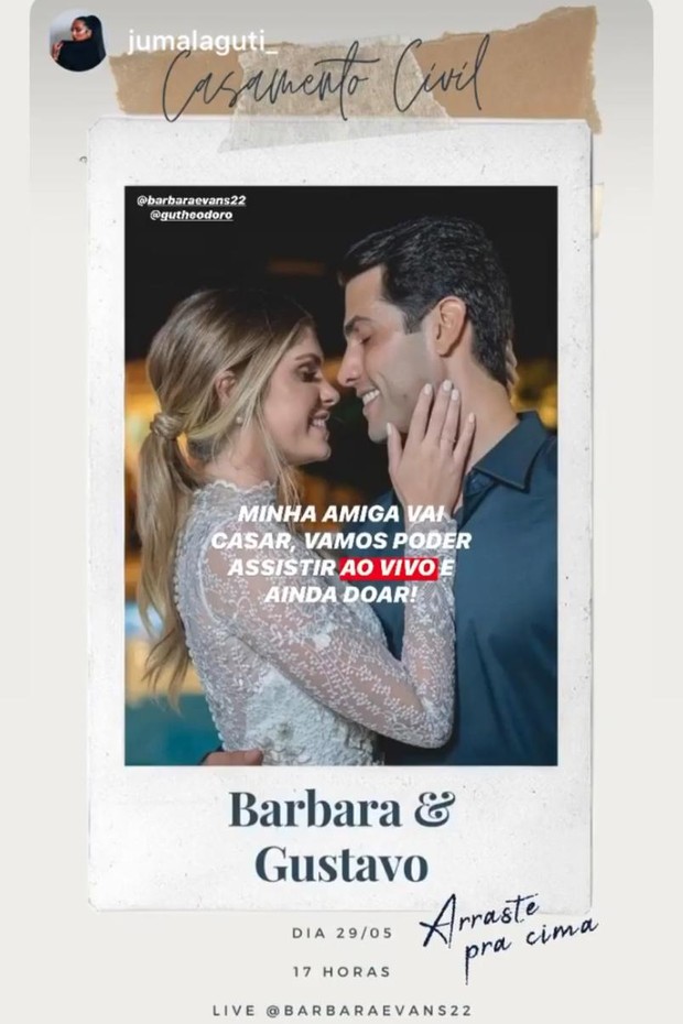 Gustavo Theodoro fala sobre casamento civil com Bárbara Evans (Foto: Reprodução/Instagram)