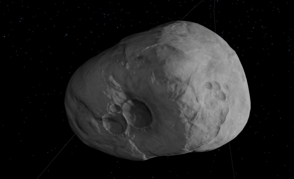 Representação artística do asteroide que pode colidar com a Terra em 2046. — Foto: NASA/Divulgação