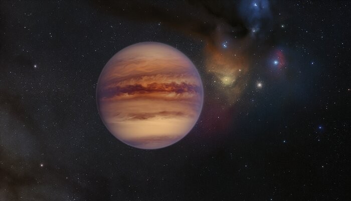 Planeta errante com o complexo de nuvens Rho Ophiuchi (Foto: ESO/M. Kornmesser)