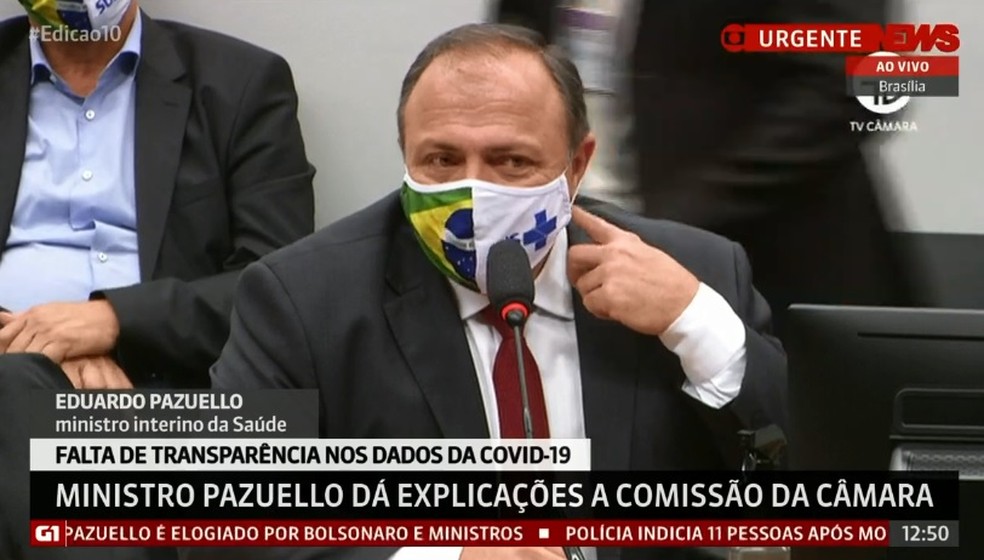 O ministro interino da Saúde, Eduardo Pazuello, durante participação em audiência na Câmara. — Foto: Gnews