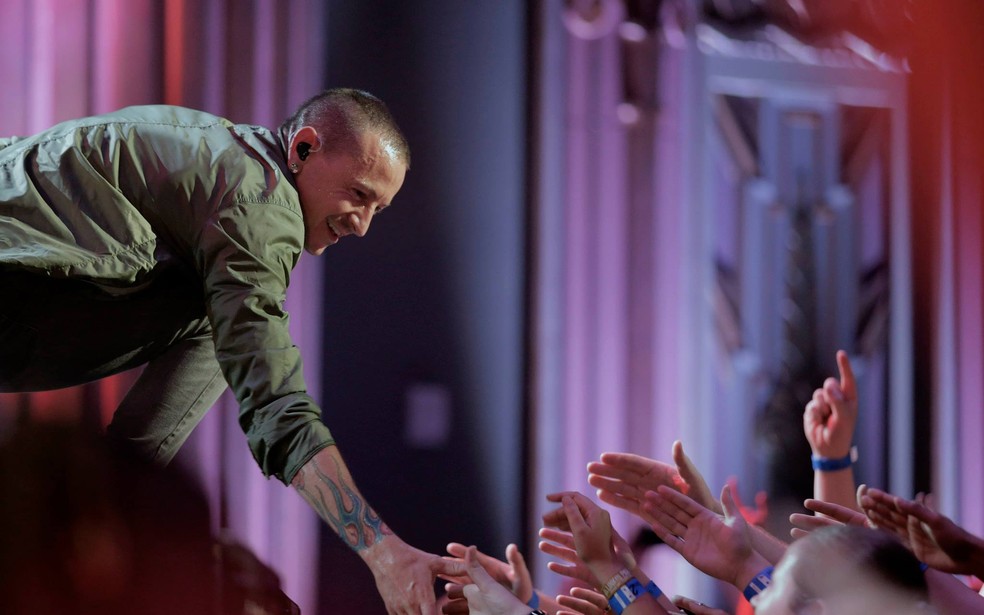 Chester Bennington em show do Linkin Park em Los Angeles, em 201 (Foto: Divulgação)