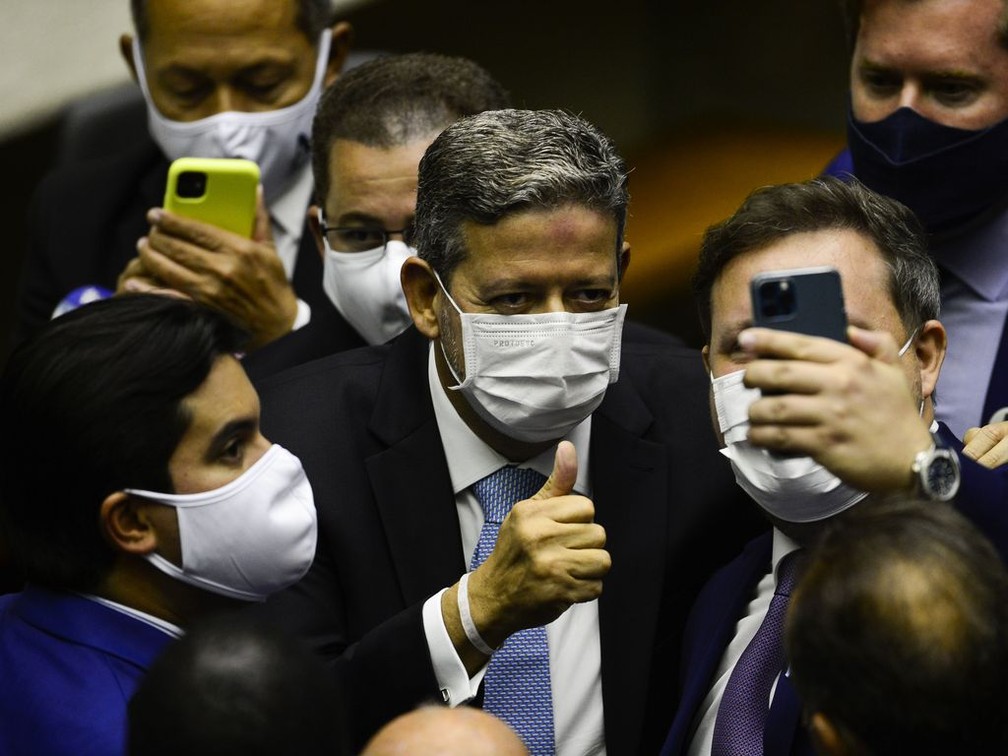 Arthur Lira após vencer a eleição na Câmara — Foto: Marcelo Camargo/Agência Brasil