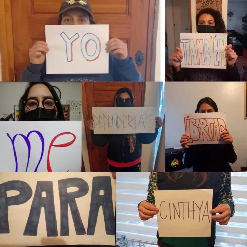 Muitas mulheres apoiaram Cynthia Concha, postando fotos com cartazes que dizem: 