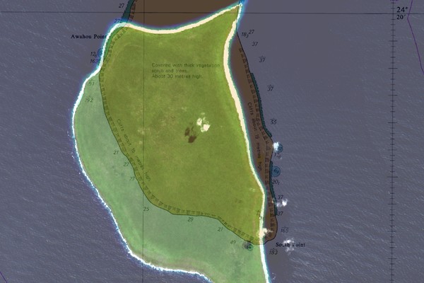Estudos da Marinha do Reino Unido concluíram que a Ilha Henderson fica 1,6 Km mais ao sul da localização anteriormente registrada (Foto: Royal Navy)