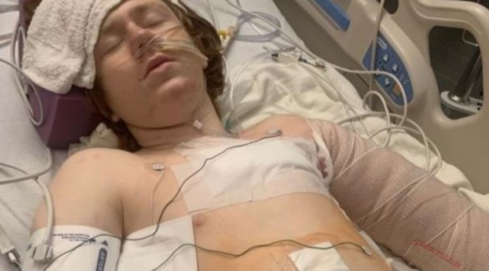 Linden Cameron se recupera dos ferimentos a bala em hospital de Utah, nos EUA — Foto: Reprodução/gofundme