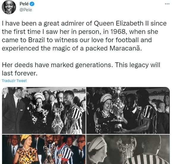 Pelé fala sobre quando encontrou a Rainha Elizabeth II (Foto: Reprodução / Twitter)