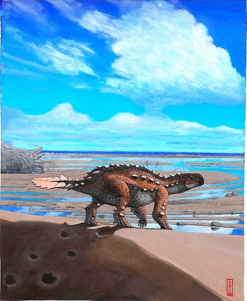 Ilustração da nova espécie de dinossauro descoberta no Chile  (Foto: Universidade do Chile )