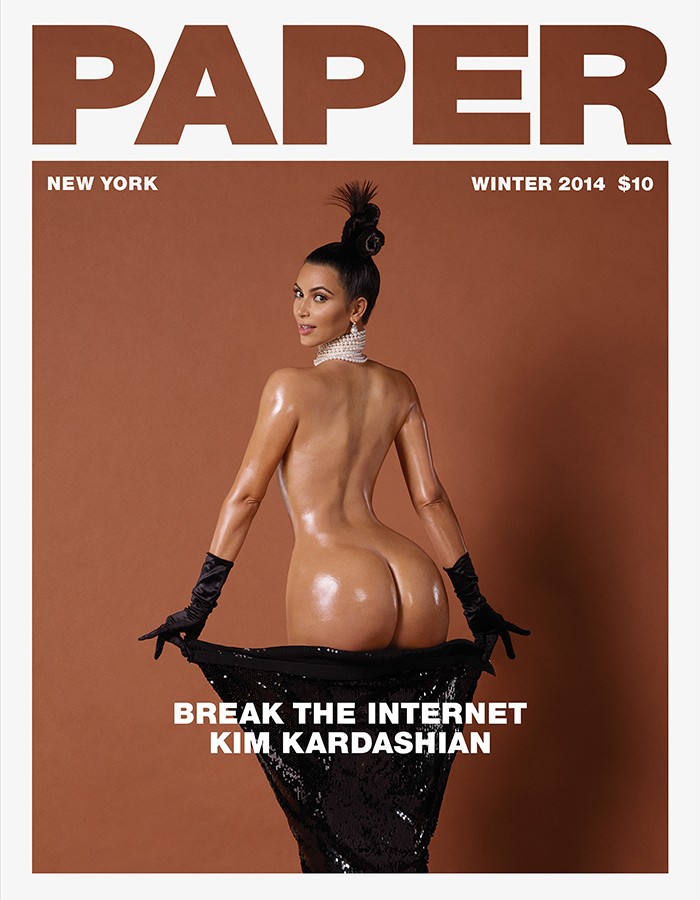 Kim Kardashian surpreendeu na capa da revista Paper (Foto: Reprodução)