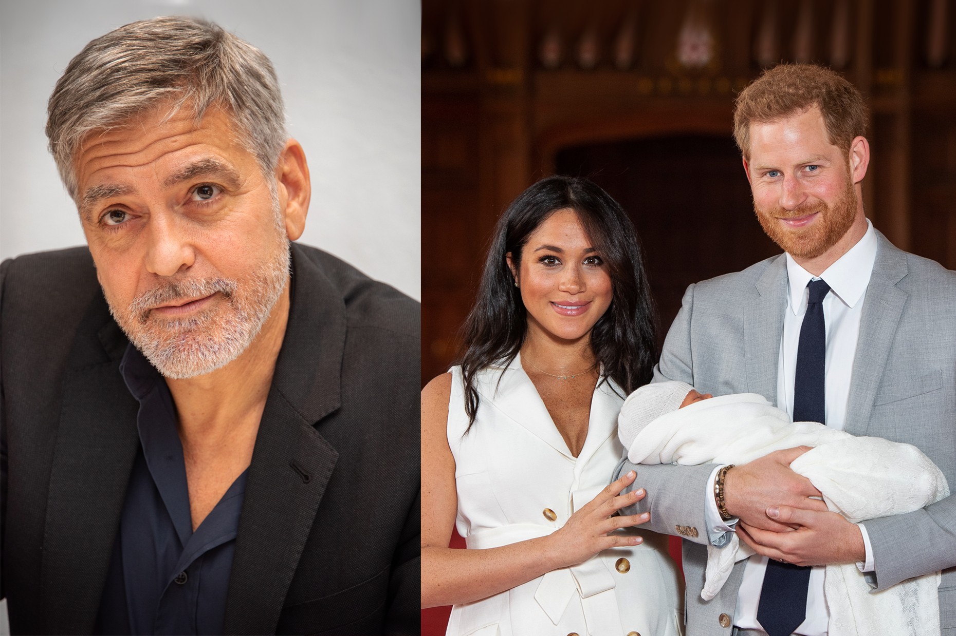 Parece que Clooney foi convidado para ser padrinho do filho de Meghan Markle e o príncipe Harry  e a resposta foi 