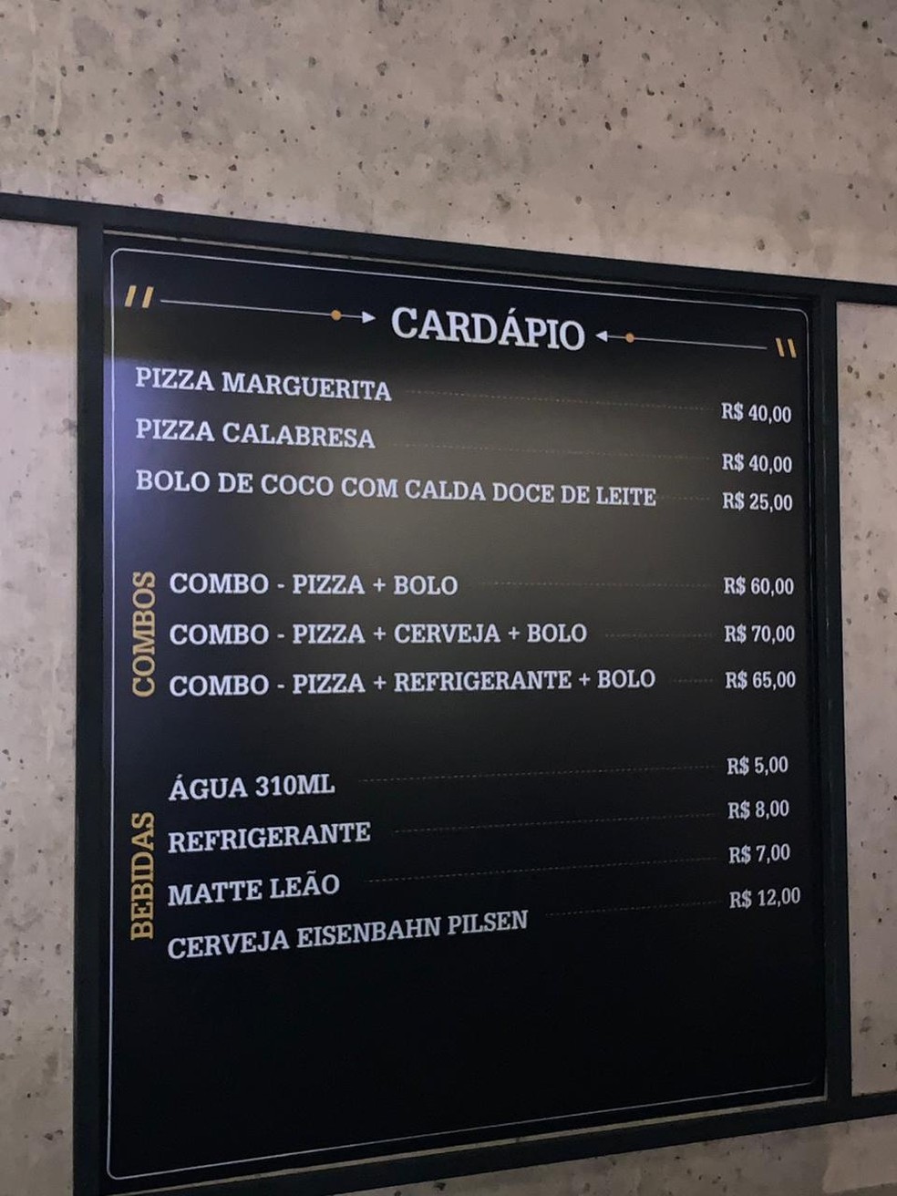 Preços da pizzaria Ella na Gourmet Square do Rock in Rio 2019 — Foto: G1 Rio